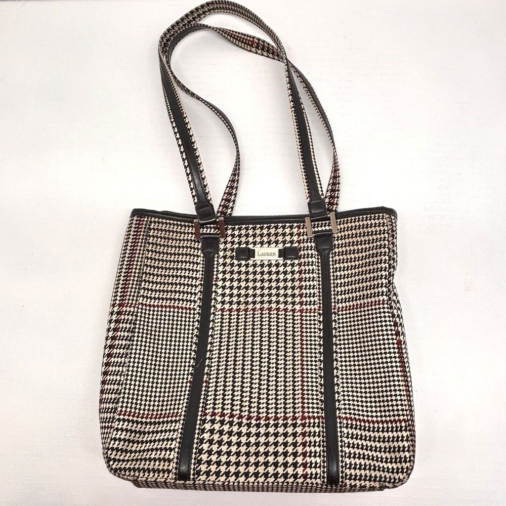 Vintage Lauren Ralph Lauren Signature Plaid Classic Satchel Shoulder Bag Handbag